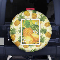 Aloha Hawaii Hala Kahiki Palaka Motifs Spare Tire Cover Hawaiian Pineapple Stylized Stamp LT14 No hole Yellow - Polynesian Pride