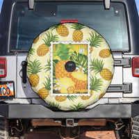 Aloha Hawaii Hala Kahiki Palaka Motifs Spare Tire Cover Hawaiian Pineapple Stylized Stamp LT14 Yellow - Polynesian Pride