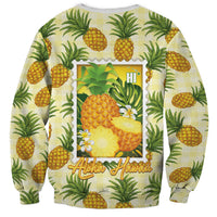 Aloha Hawaii Hala Kahiki Palaka Motifs Sweatshirt Hawaiian Pineapple Stylized Stamp LT14 - Polynesian Pride