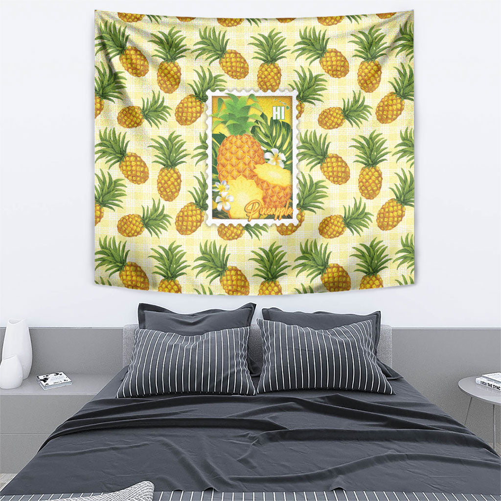 Aloha Hawaii Hala Kahiki Palaka Motifs Tapestry Hawaiian Pineapple Stylized Stamp LT14 - Polynesian Pride
