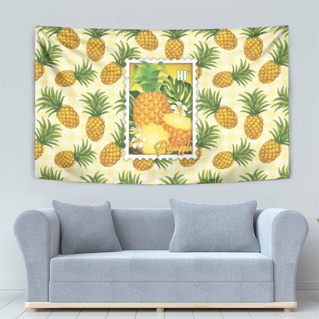 Aloha Hawaii Hala Kahiki Palaka Motifs Tapestry Hawaiian Pineapple Stylized Stamp LT14 - Polynesian Pride