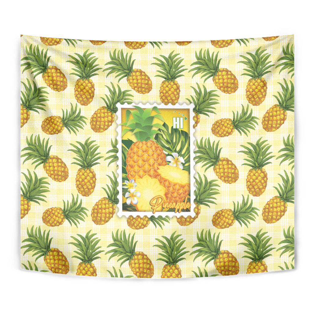 Aloha Hawaii Hala Kahiki Palaka Motifs Tapestry Hawaiian Pineapple Stylized Stamp LT14 - Polynesian Pride