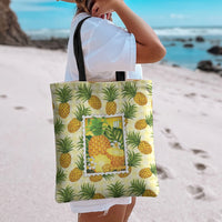 Aloha Hawaii Hala Kahiki Palaka Motifs Tote Bag Hawaiian Pineapple Stylized Stamp LT14 - Polynesian Pride