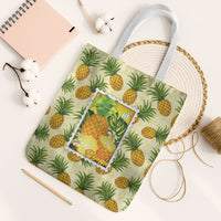 Aloha Hawaii Hala Kahiki Palaka Motifs Tote Bag Hawaiian Pineapple Stylized Stamp LT14 White Strap One Size Yellow - Polynesian Pride