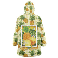 Aloha Hawaii Hala Kahiki Palaka Motifs Wearable Blanket Hoodie Hawaiian Pineapple Stylized Stamp LT14 - Polynesian Pride