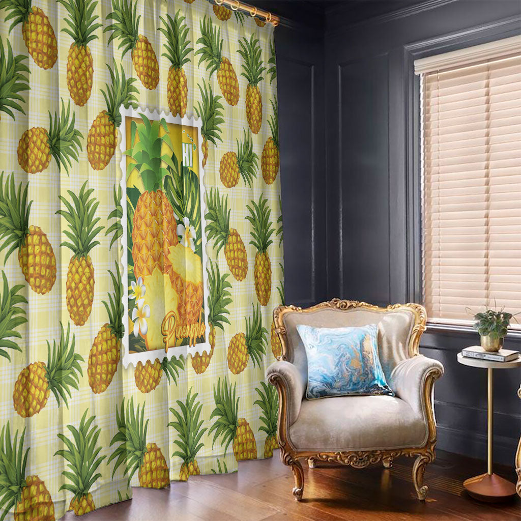 Aloha Hawaii Hala Kahiki Palaka Motifs Window Curtain Hawaiian Pineapple Stylized Stamp LT14 - Polynesian Pride