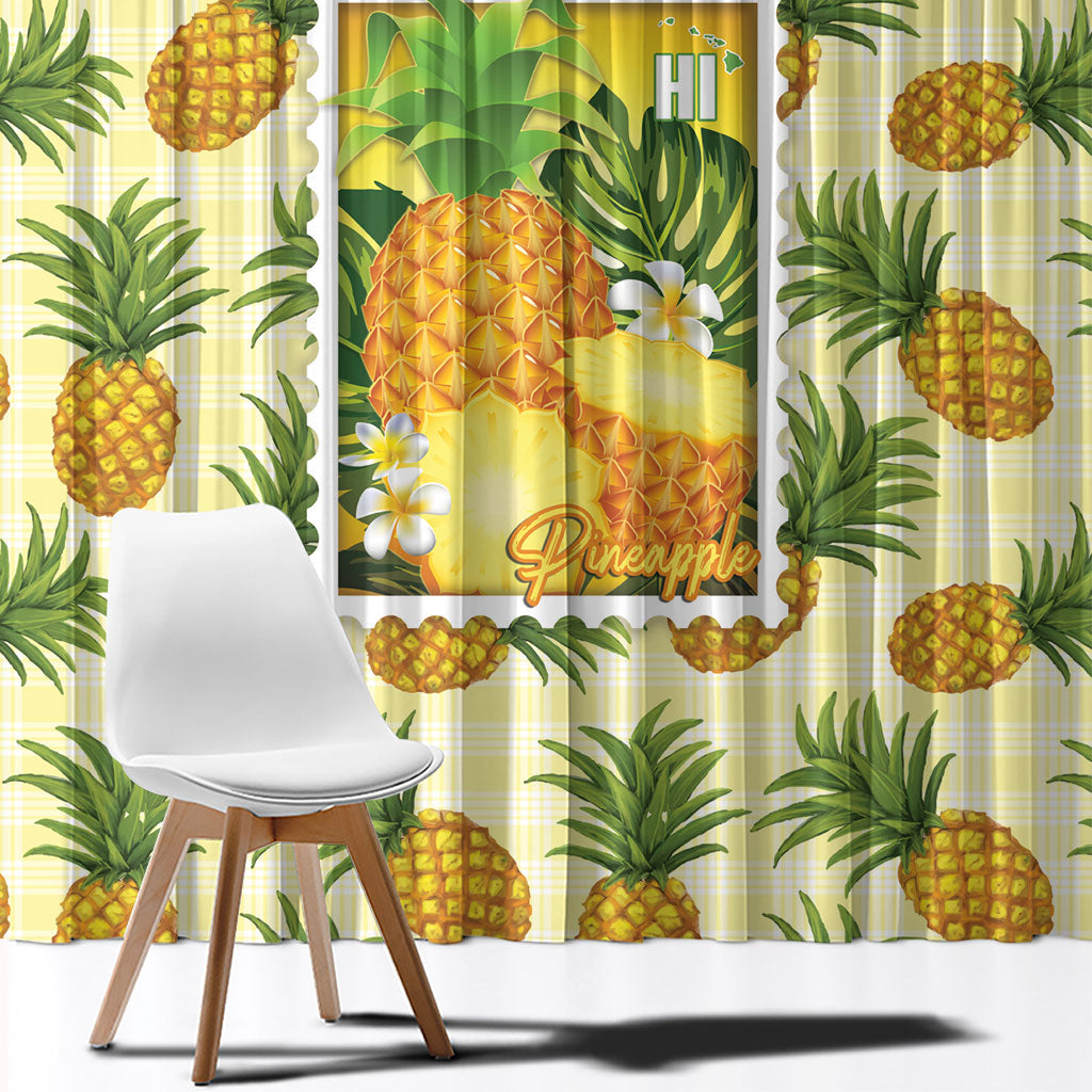 Aloha Hawaii Hala Kahiki Palaka Motifs Window Curtain Hawaiian Pineapple Stylized Stamp LT14 - Polynesian Pride