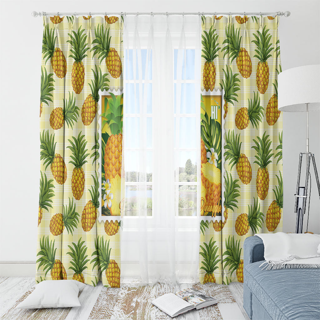 Aloha Hawaii Hala Kahiki Palaka Motifs Window Curtain Hawaiian Pineapple Stylized Stamp LT14 - Polynesian Pride