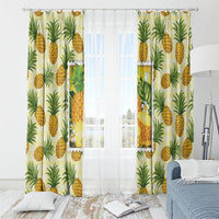Aloha Hawaii Hala Kahiki Palaka Motifs Window Curtain Hawaiian Pineapple Stylized Stamp LT14 - Polynesian Pride
