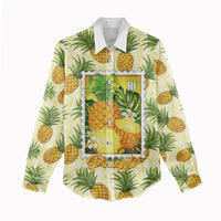 Aloha Hawaii Hala Kahiki Palaka Motifs Women Casual Shirt Hawaiian Pineapple Stylized Stamp LT14 - Polynesian Pride