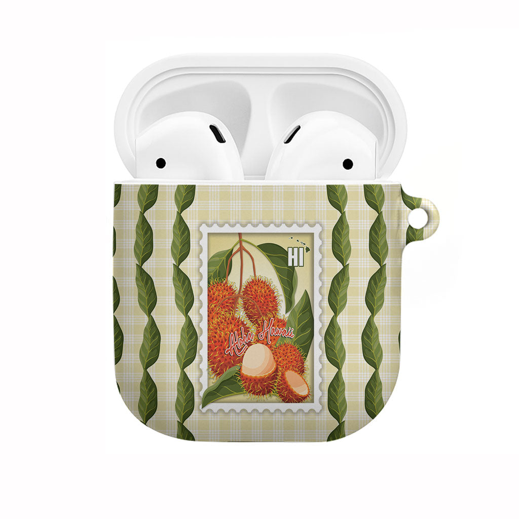 Aloha Hawaii Rambutan Palaka Motifs AirPods Case Hawaiian Fruit Stylized Stamp LT14 Yellow - Polynesian Pride