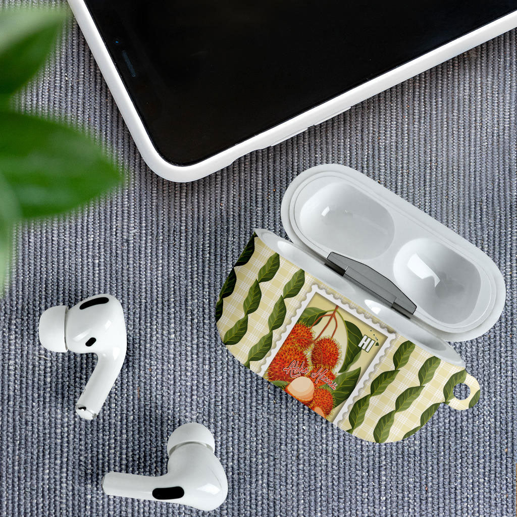Aloha Hawaii Rambutan Palaka Motifs AirPods Case Hawaiian Fruit Stylized Stamp LT14 - Polynesian Pride