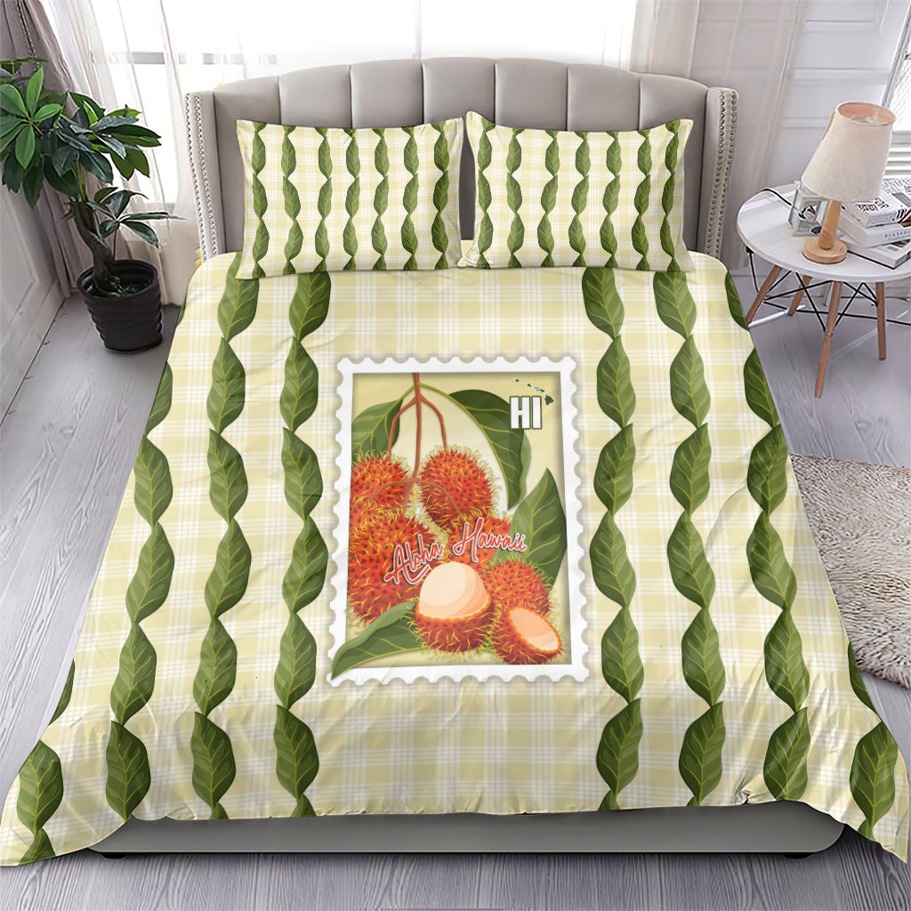 Aloha Hawaii Rambutan Palaka Motifs Bedding Set Hawaiian Fruit Stylized Stamp LT14 - Polynesian Pride