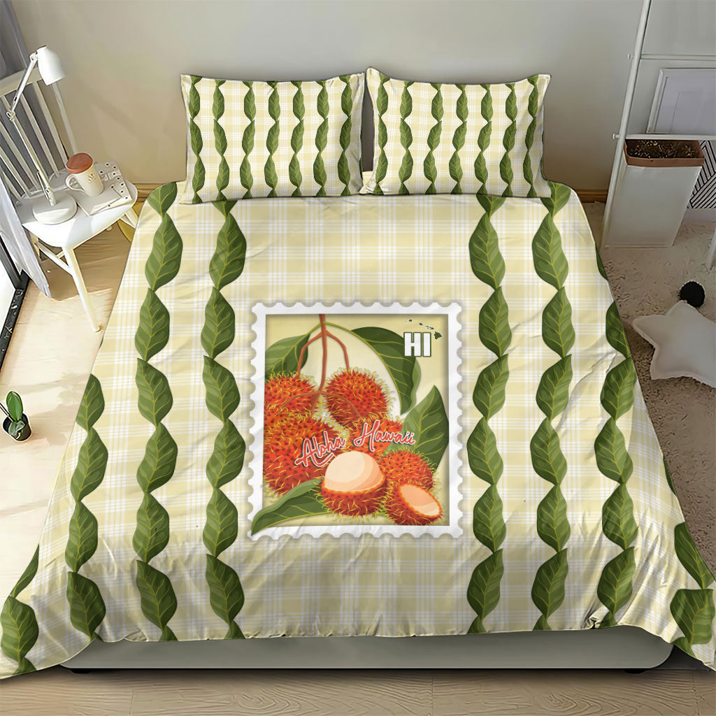Aloha Hawaii Rambutan Palaka Motifs Bedding Set Hawaiian Fruit Stylized Stamp LT14 - Polynesian Pride