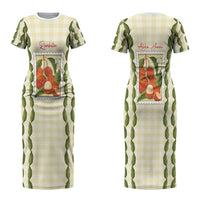 Aloha Hawaii Rambutan Palaka Motifs Couples Matching Short Sleeve Bodycon Dress and Hawaiian Shirt Hawaiian Fruit Stylized Stamp LT14 - Polynesian Pride