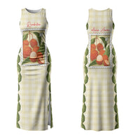 Aloha Hawaii Rambutan Palaka Motifs Couples Matching Tank Maxi Dress and Long Sleeve Button Shirt Hawaiian Fruit Stylized Stamp LT14 - Polynesian Pride