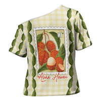 Aloha Hawaii Rambutan Palaka Motifs Cross Shoulder Shirt Hawaiian Fruit Stylized Stamp LT14 - Polynesian Pride