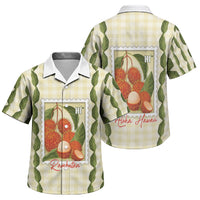 Aloha Hawaii Rambutan Palaka Motifs Family Matching Off Shoulder Maxi Dress and Hawaiian Shirt Hawaiian Fruit Stylized Stamp LT14 Son's Shirt Yellow - Polynesian Pride