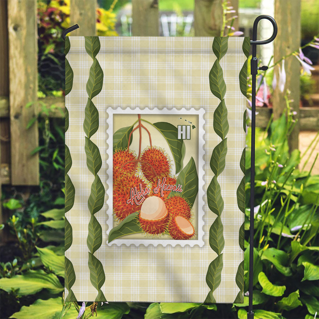 Aloha Hawaii Rambutan Palaka Motifs Garden Flag Hawaiian Fruit Stylized Stamp LT14 Garden Flag Yellow - Polynesian Pride