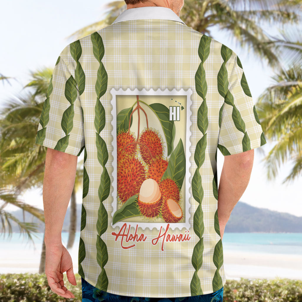 Aloha Hawaii Rambutan Palaka Motifs Hawaiian Shirt Hawaiian Fruit Stylized Stamp LT14 - Polynesian Pride