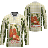 Aloha Hawaii Rambutan Palaka Motifs Hockey Jersey Hawaiian Fruit Stylized Stamp LT14 - Polynesian Pride