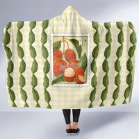 Aloha Hawaii Rambutan Palaka Motifs Hooded Blanket Hawaiian Fruit Stylized Stamp LT14 One Size Yellow - Polynesian Pride