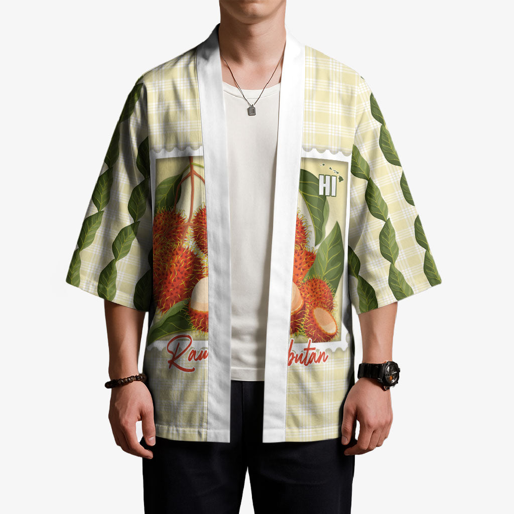 Aloha Hawaii Rambutan Palaka Motifs Kimono Hawaiian Fruit Stylized Stamp LT14 - Polynesian Pride
