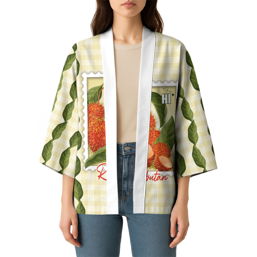 Aloha Hawaii Rambutan Palaka Motifs Kimono Hawaiian Fruit Stylized Stamp LT14 - Polynesian Pride