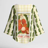 Aloha Hawaii Rambutan Palaka Motifs Kimono Sleeve Blouse Hawaiian Fruit Stylized Stamp LT14 - Polynesian Pride