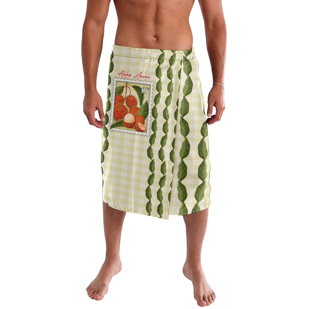 Aloha Hawaii Rambutan Palaka Motifs Lavalava Hawaiian Fruit Stylized Stamp LT14 Yellow - Polynesian Pride