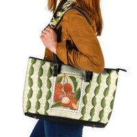 Aloha Hawaii Rambutan Palaka Motifs Leather Tote Bag Hawaiian Fruit Stylized Stamp LT14 Yellow - Polynesian Pride