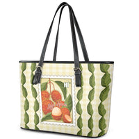 Aloha Hawaii Rambutan Palaka Motifs Leather Tote Bag Hawaiian Fruit Stylized Stamp LT14 - Polynesian Pride