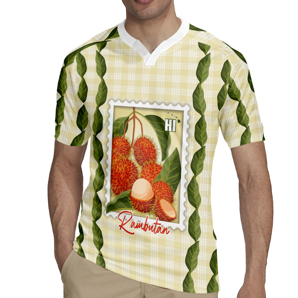 Aloha Hawaii Rambutan Palaka Motifs Rugby Jersey Hawaiian Fruit Stylized Stamp LT14 - Polynesian Pride
