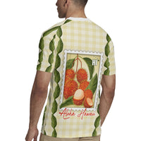 Aloha Hawaii Rambutan Palaka Motifs Rugby Jersey Hawaiian Fruit Stylized Stamp LT14 - Polynesian Pride