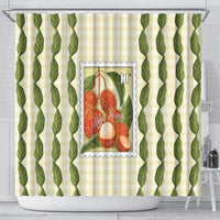 Aloha Hawaii Rambutan Palaka Motifs Shower Curtain Hawaiian Fruit Stylized Stamp LT14 - Polynesian Pride
