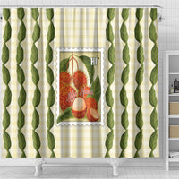 Aloha Hawaii Rambutan Palaka Motifs Shower Curtain Hawaiian Fruit Stylized Stamp LT14 - Polynesian Pride