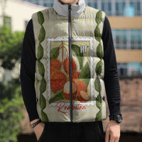 Aloha Hawaii Rambutan Palaka Motifs Sleeveless Puffer Jacket Hawaiian Fruit Stylized Stamp LT14 - Polynesian Pride