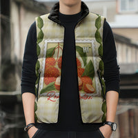Aloha Hawaii Rambutan Palaka Motifs Sleeveless Puffer Jacket Hawaiian Fruit Stylized Stamp LT14 - Polynesian Pride