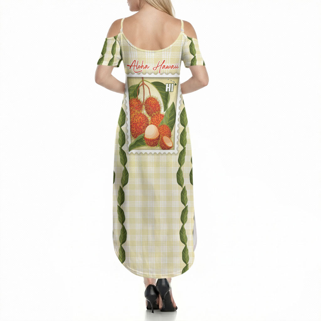 Aloha Hawaii Rambutan Palaka Motifs Summer Maxi Dress Hawaiian Fruit Stylized Stamp LT14 - Polynesian Pride