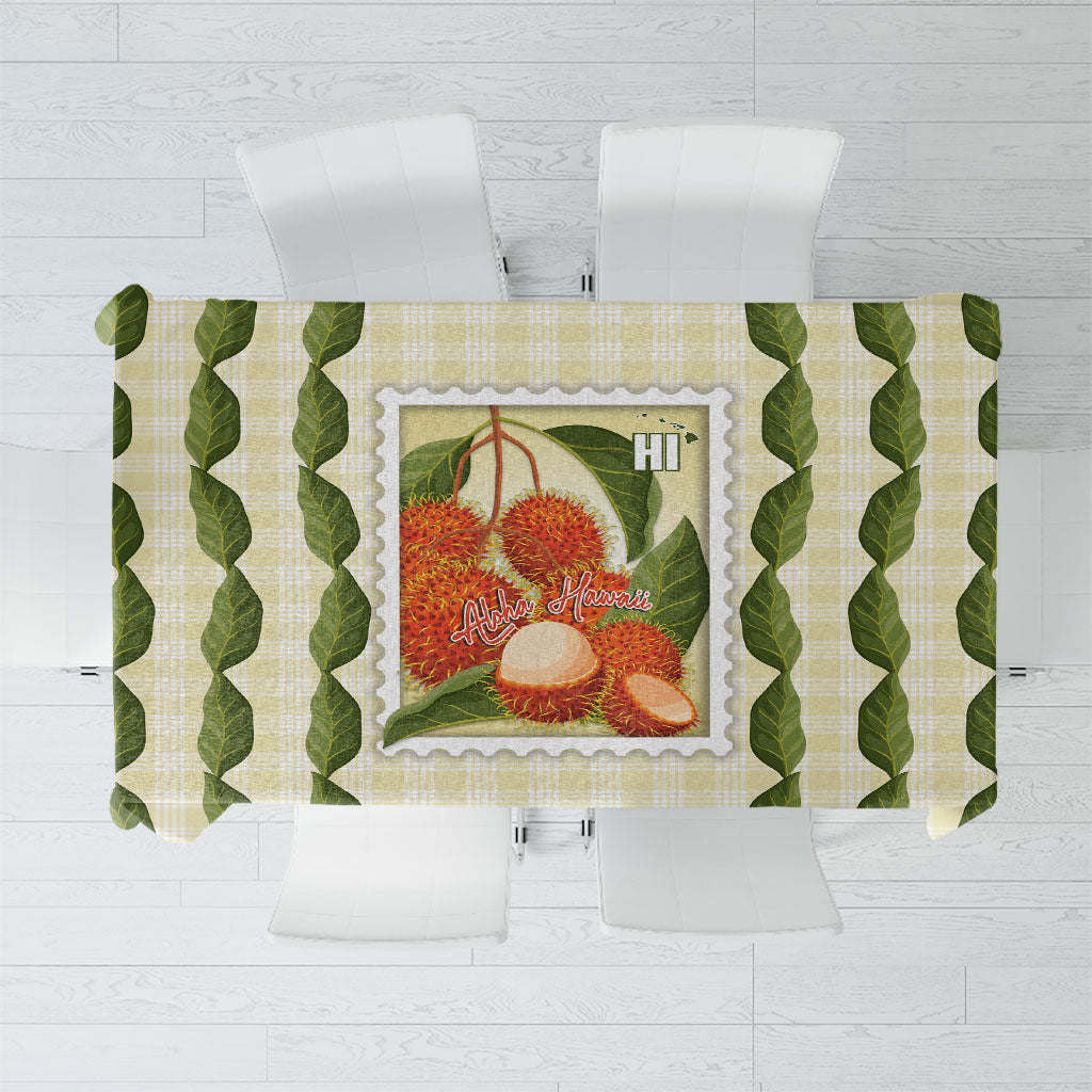 Aloha Hawaii Rambutan Palaka Motifs Tablecloth Hawaiian Fruit Stylized Stamp LT14 Yellow - Polynesian Pride