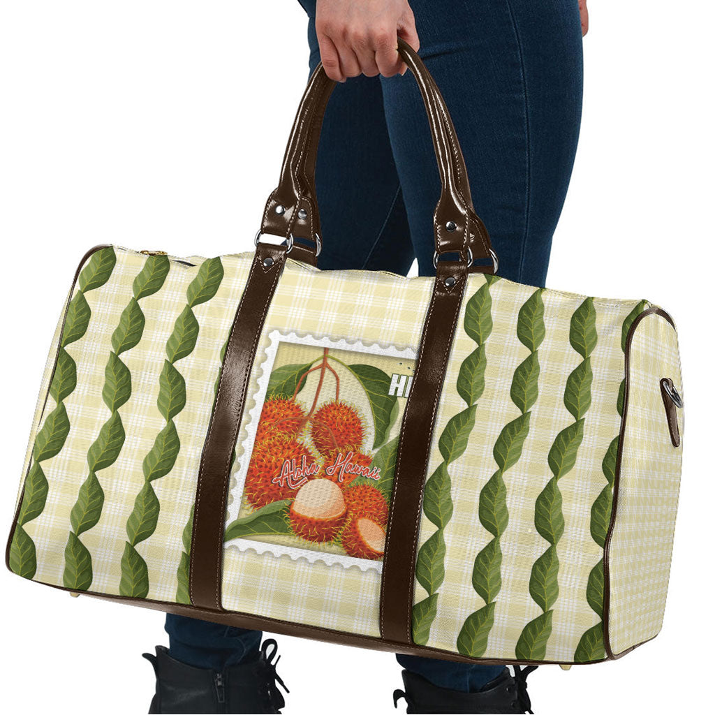 Aloha Hawaii Rambutan Palaka Motifs Travel Bag Hawaiian Fruit Stylized Stamp LT14 - Polynesian Pride