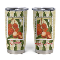 Aloha Hawaii Rambutan Palaka Motifs Tumbler Cup Hawaiian Fruit Stylized Stamp LT14 Yellow - Polynesian Pride