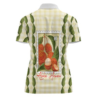 Aloha Hawaii Rambutan Palaka Motifs Women Polo Shirt Hawaiian Fruit Stylized Stamp LT14 - Polynesian Pride