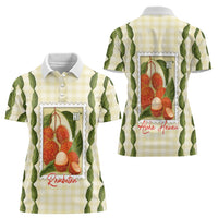 Aloha Hawaii Rambutan Palaka Motifs Women Polo Shirt Hawaiian Fruit Stylized Stamp LT14 - Polynesian Pride