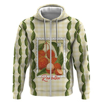 Aloha Hawaii Rambutan Palaka Motifs Zip Hoodie Hawaiian Fruit Stylized Stamp LT14 Zip Hoodie Yellow - Polynesian Pride