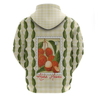 Aloha Hawaii Rambutan Palaka Motifs Zip Hoodie Hawaiian Fruit Stylized Stamp LT14 - Polynesian Pride