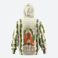 Aloha Hawaii Rambutan Palaka Motifs Zip Hoodie Hawaiian Fruit Stylized Stamp LT14 - Polynesian Pride