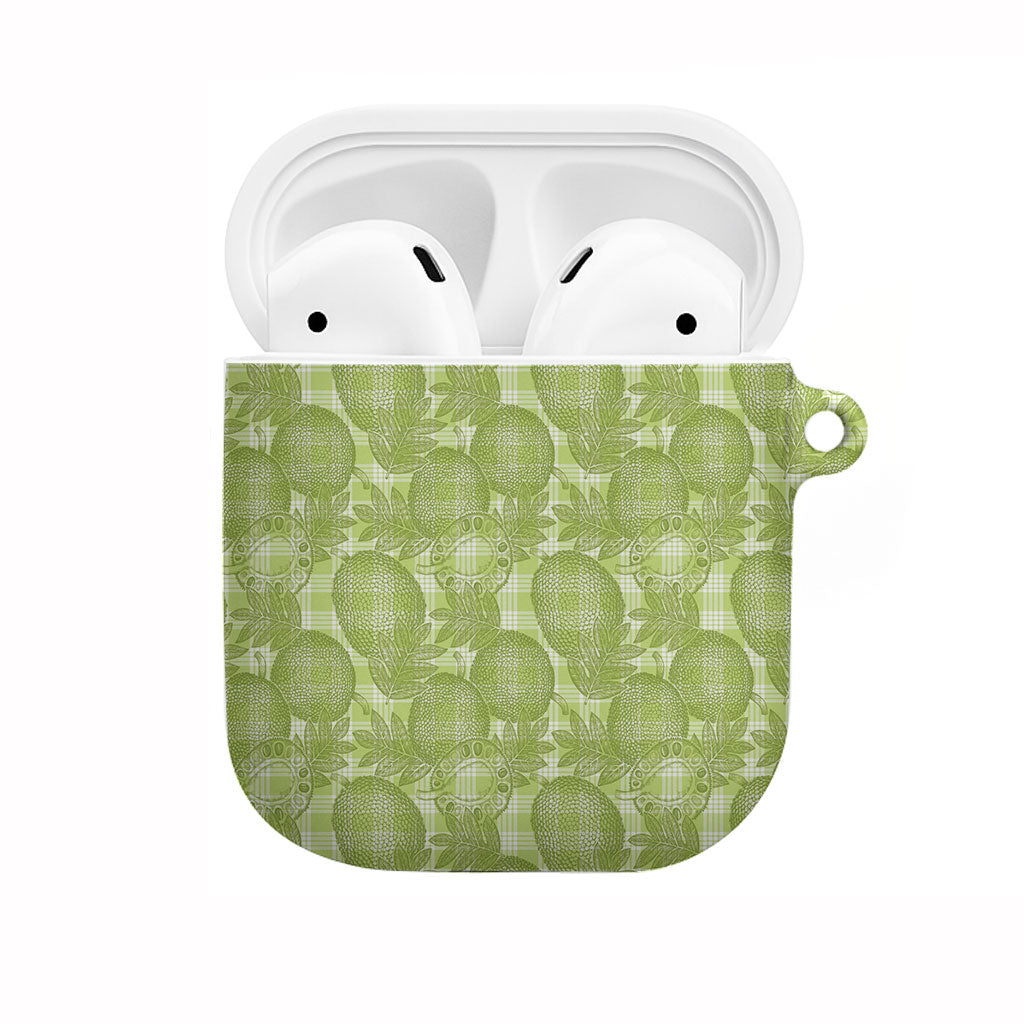Omaomao Hawaii Breadfruit Palaka Motifs AirPods Case LT14 Green - Polynesian Pride