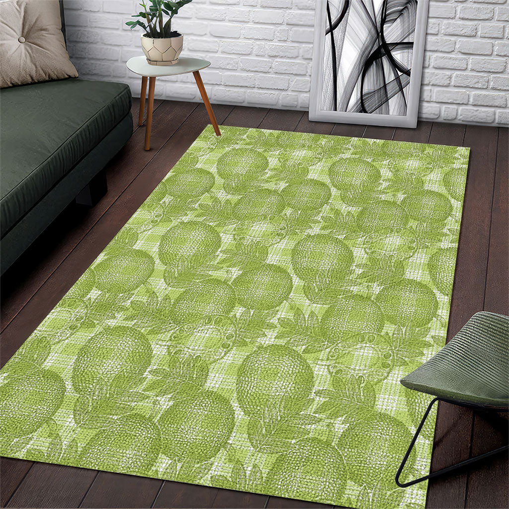 Omaomao Hawaii Breadfruit Palaka Motifs Area Rug LT14 Green - Polynesian Pride