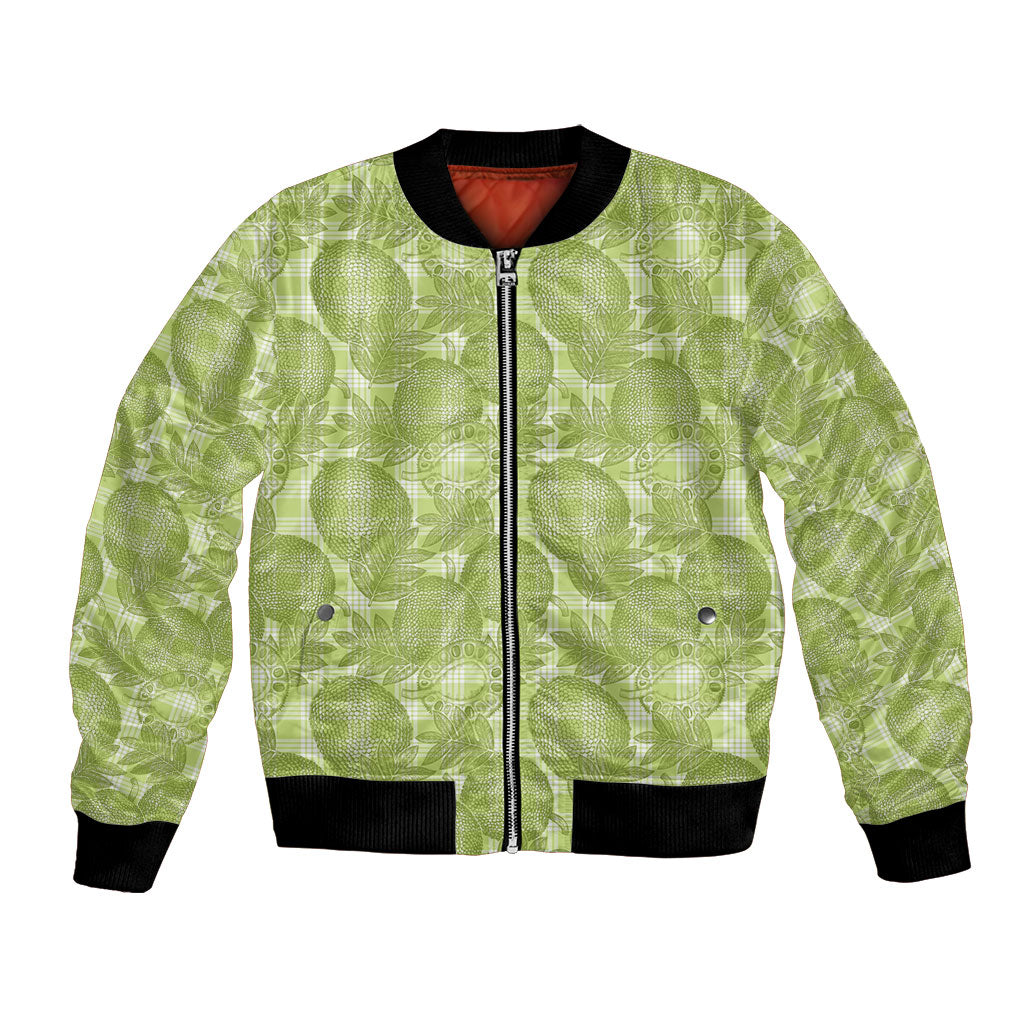 Omaomao Hawaii Breadfruit Palaka Motifs Bomber Jacket LT14 Unisex Green - Polynesian Pride